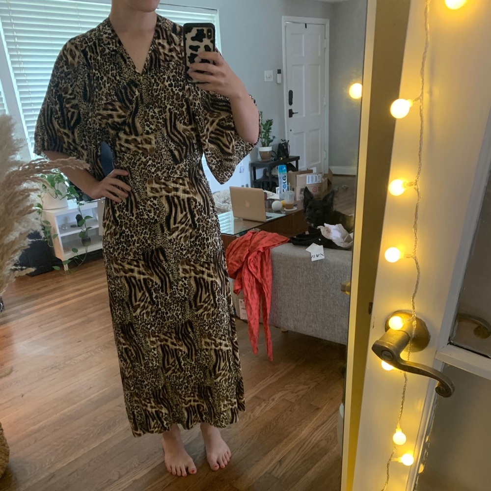 animal print wrap dress